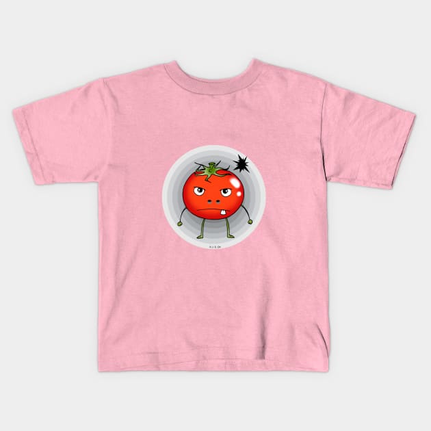 funny angry tomato Kids T-Shirt by cartoonygifts